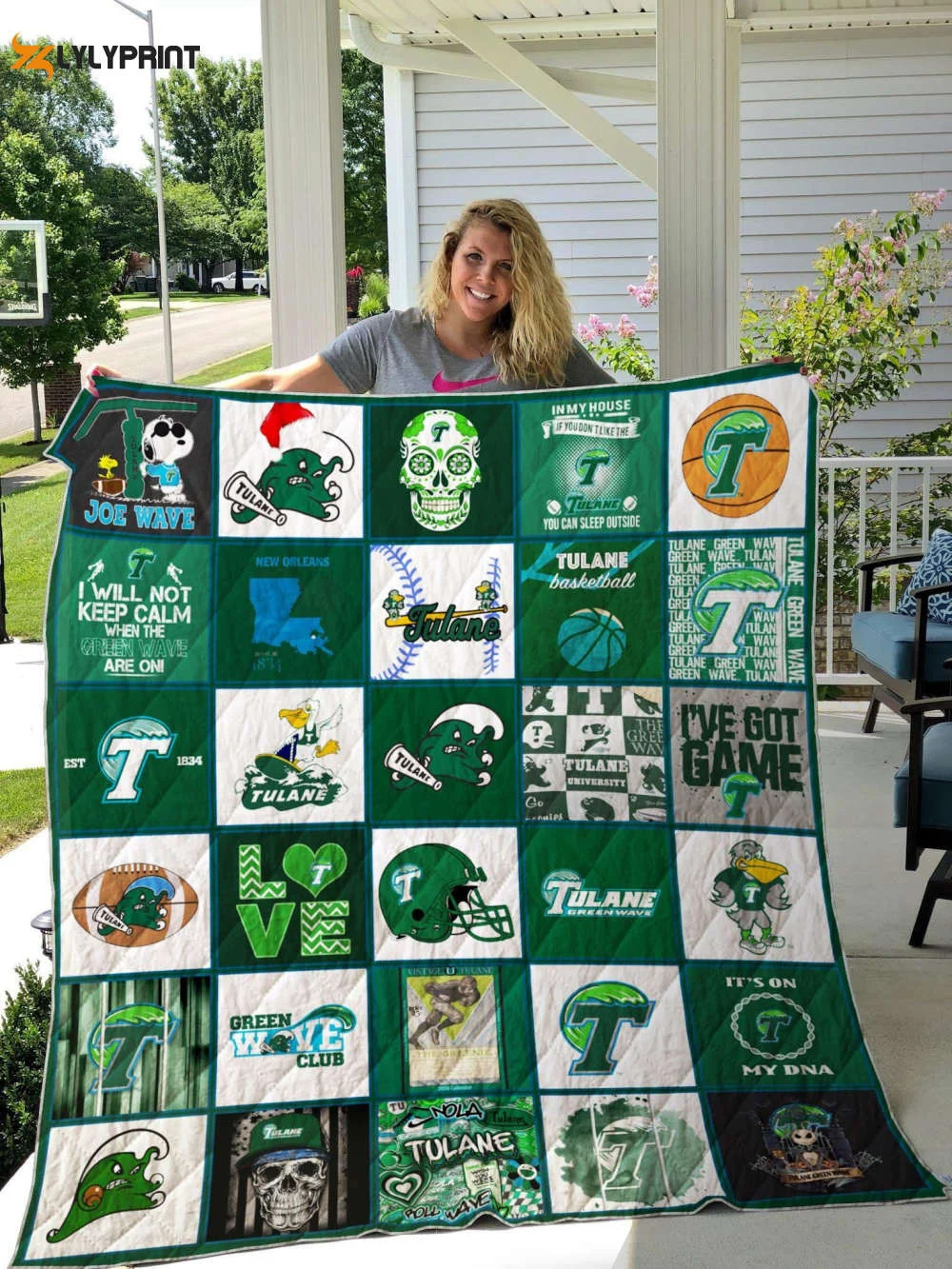 Tulane Green Wave Quilt Blanket For Fans Home Decor Gift , Soft Quilt, King Size, All Season Cozy Quilt QB0901