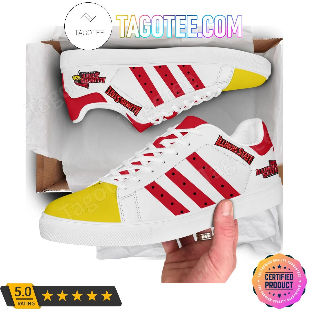 NCAA Illinois State Redbirds White Stan Smith Shoes , Trendy Style Sneakers ST0801