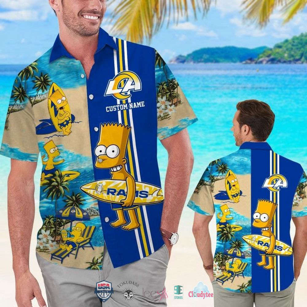 Custom Name Los Angeles Rams Bart Simpson Hawaiian Shirt For Men Women HW0601