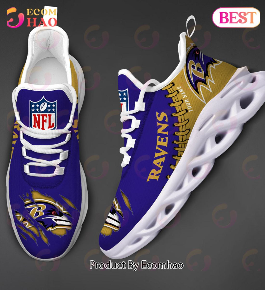 Baltimore Ravens Max Soul Shoes Custom Name  Unisex sneakers MS0601
