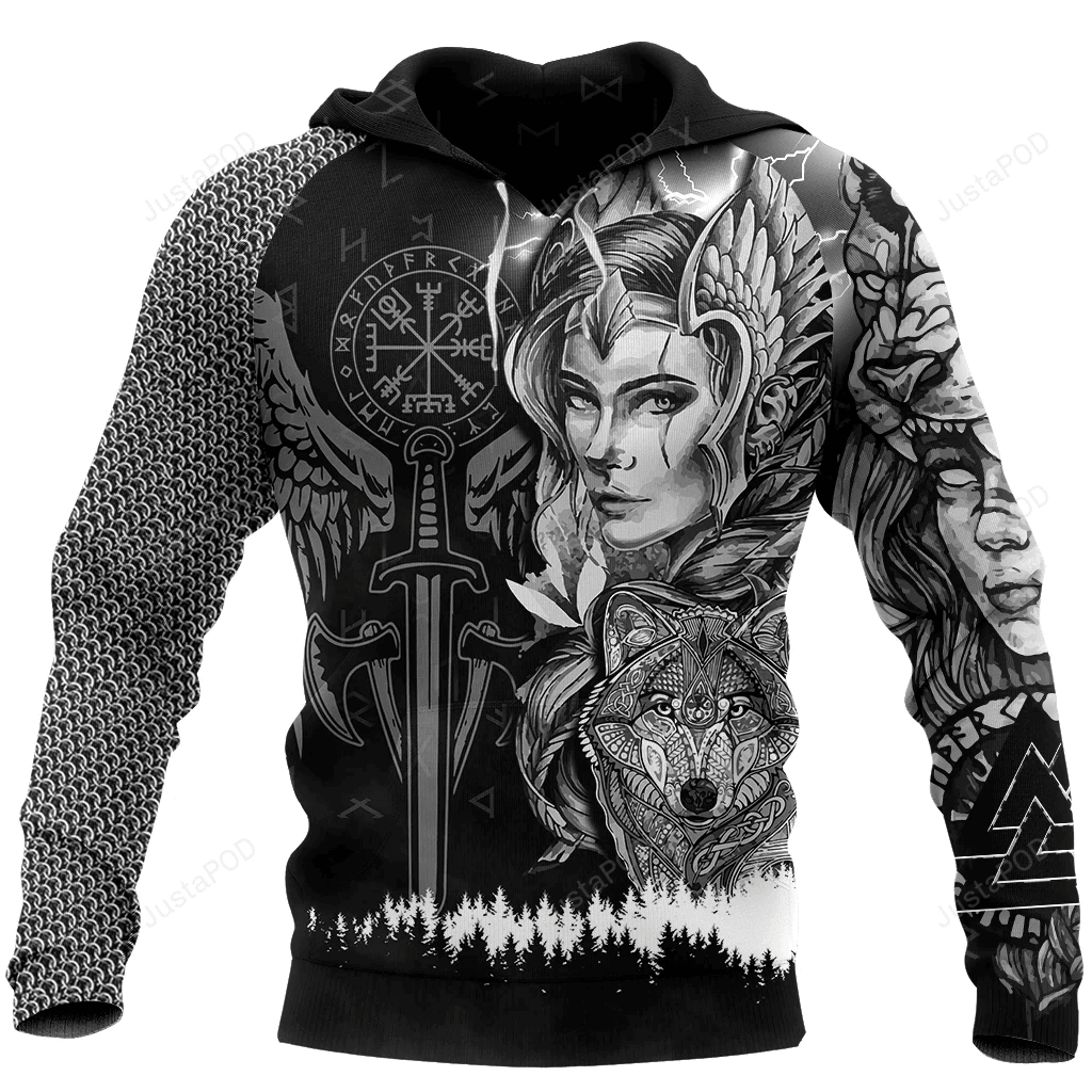 Valkyrie Wolf 3D All Over Printed Hoodie, Zip- Up Hoodie HZ0501