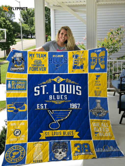 St. Louis Blues 1 Quilt Blanket For Fans Home Decor Gift , Soft Quilt, King Size, All Season Cozy Quilt QB0901