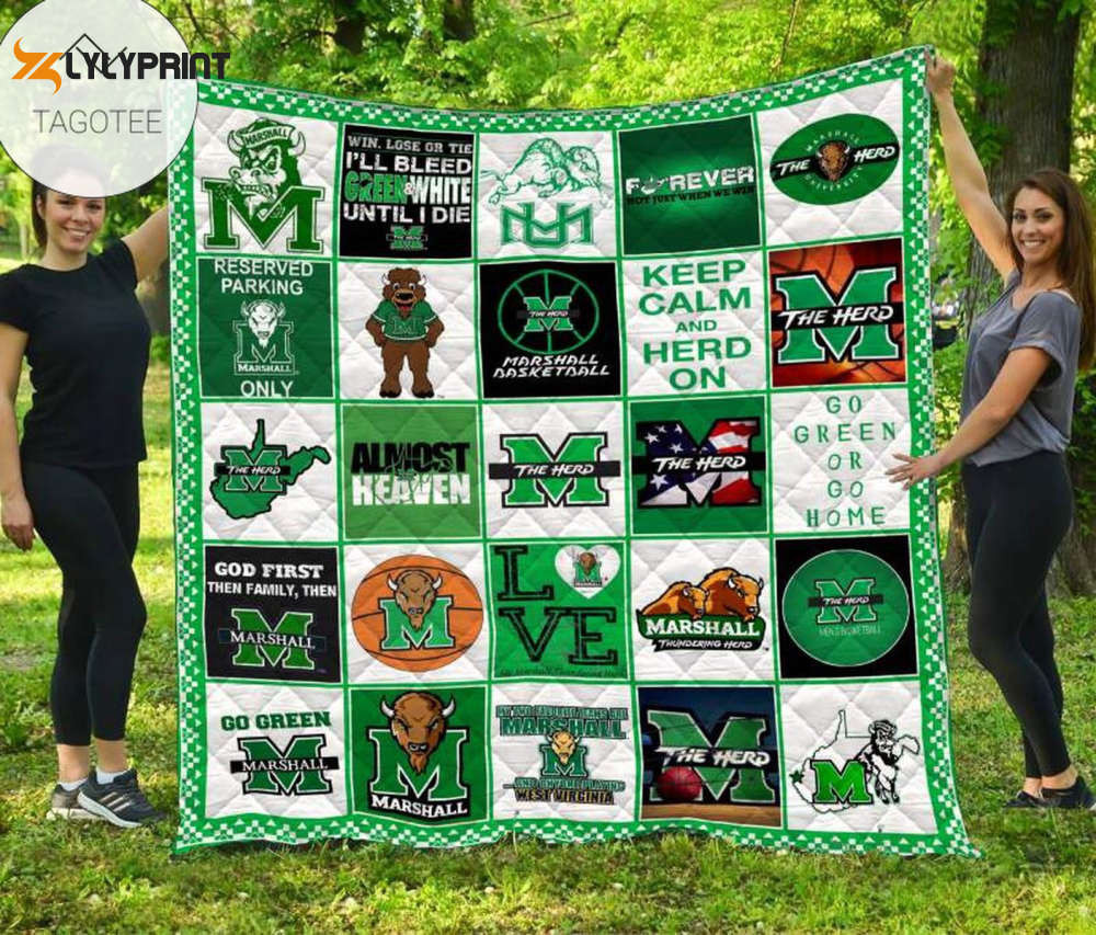 Marshall Thundering Herd 2 Quilt Blanket For Fans Home Decor Gift , Soft Quilt, King Size, All Season Cozy Quilt QB0901