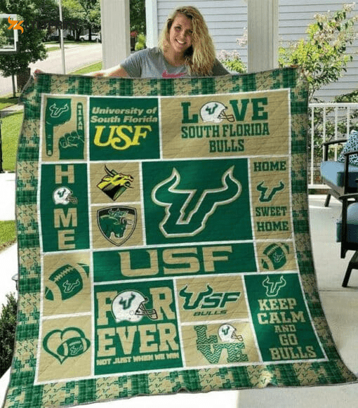 South Florida Bulls Quilt Blanket For Fans Home Decor Gift , Soft Quilt, King Size, All Season Cozy Quilt QB0901
