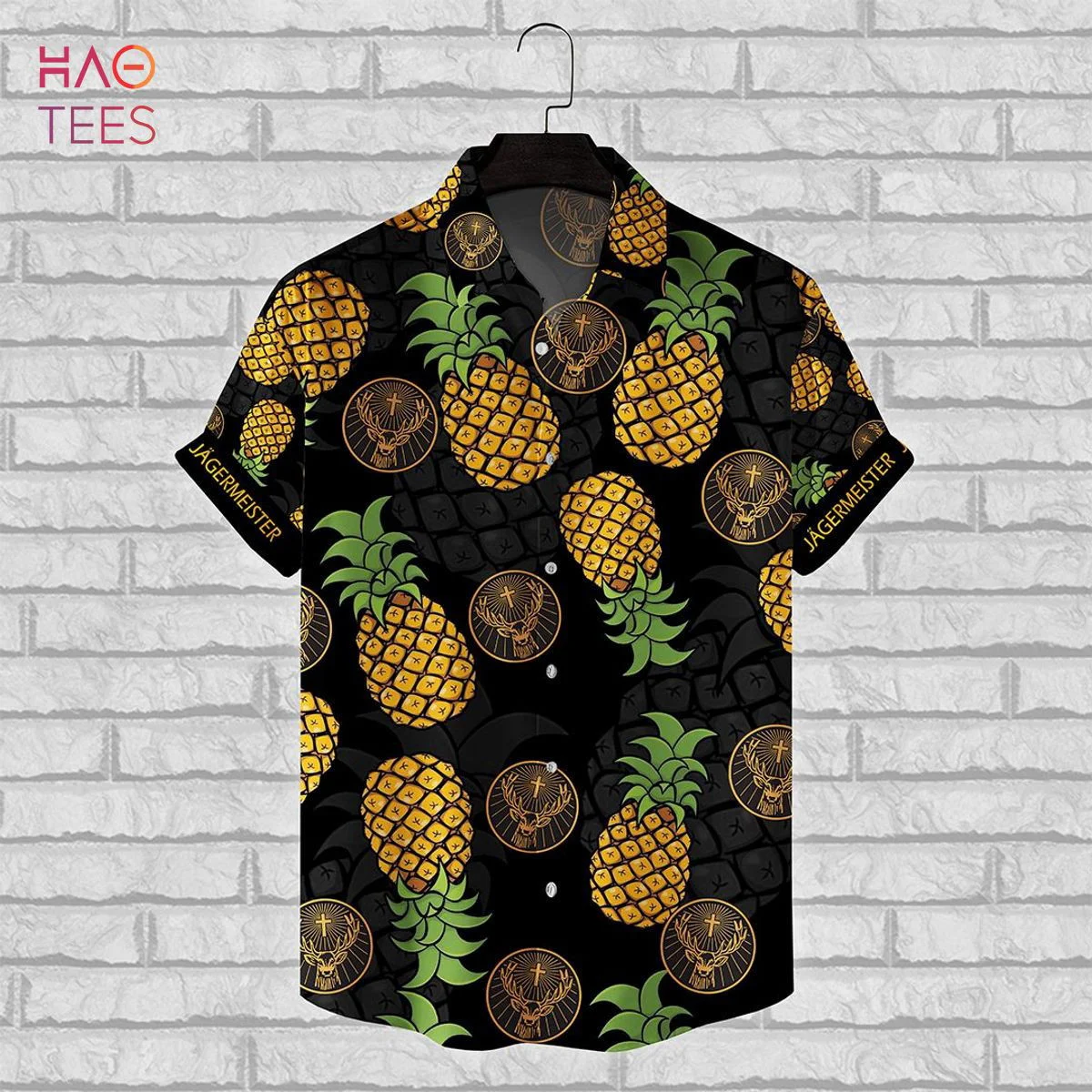Jagermeister Pineapple All Over Print 3D Hawaiian Shirt Dark 02 HW0601