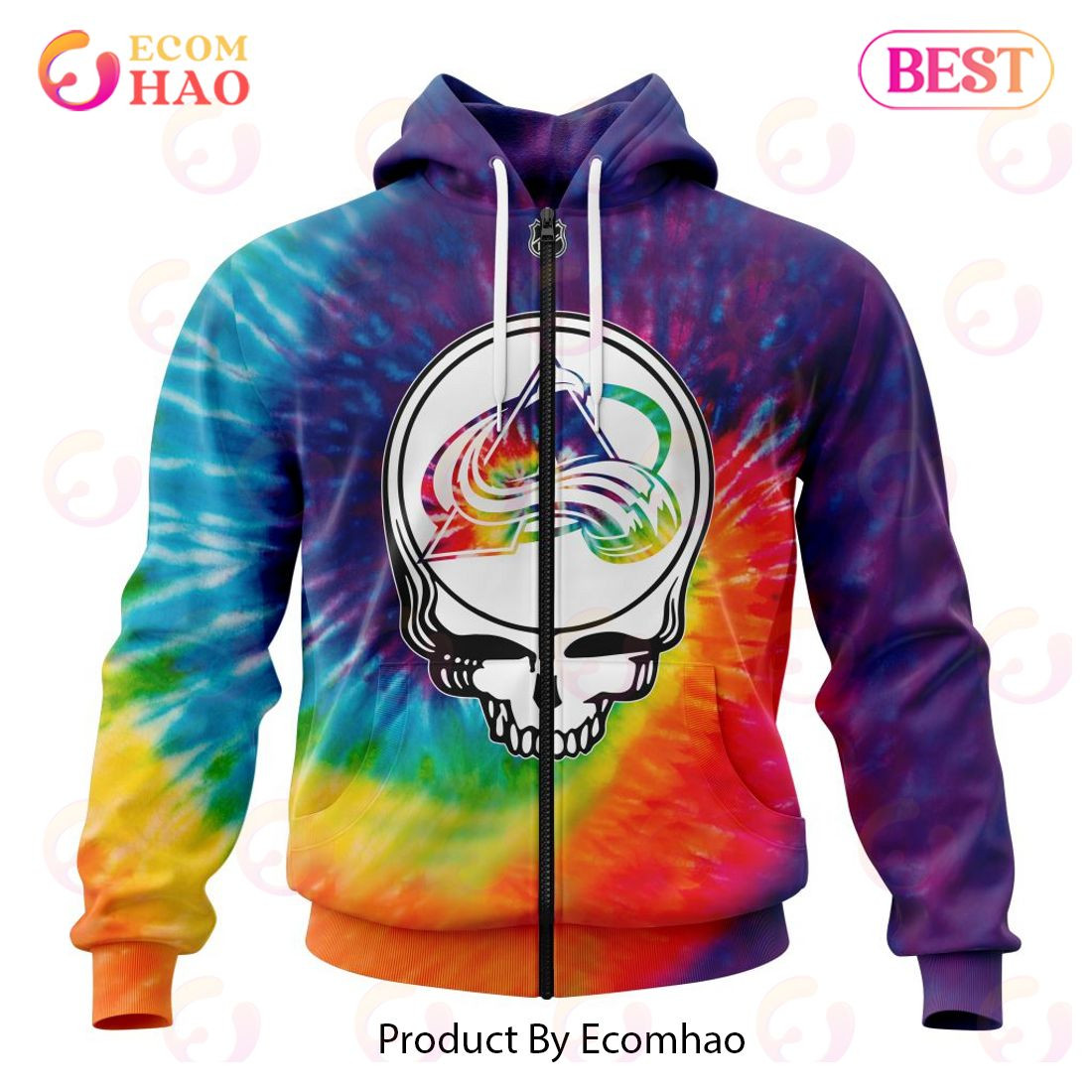 Colorado Avalanche Specialized Grateful Dead Tie Dye 3D Hoodie, Zip Hoodie, Man - Women, Warm, Premium Quality HZ0501