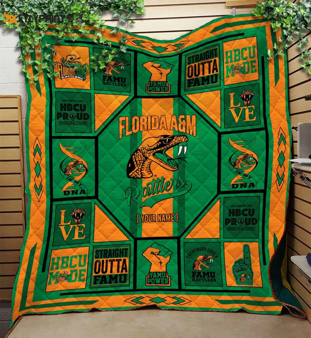 Florida A&M Rattlers 2 Quilt Blanket For Fans Home Decor Gift , Soft Quilt, King Size, All Season Cozy Quilt QB0901