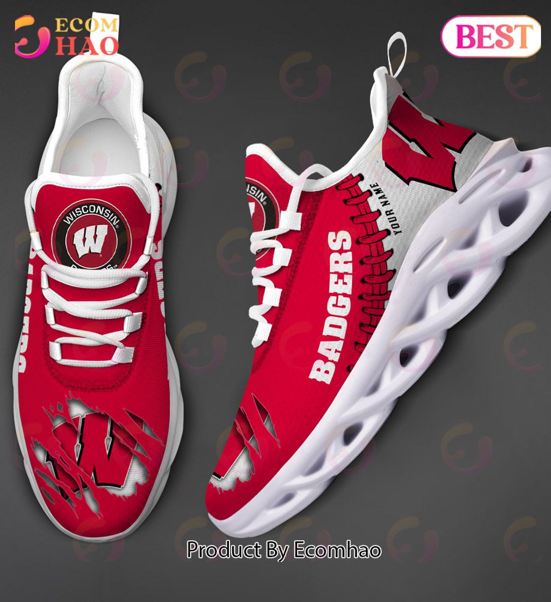 Wisconsin Badgers Max Soul Shoes Custom Name  Unisex sneakers MS0601