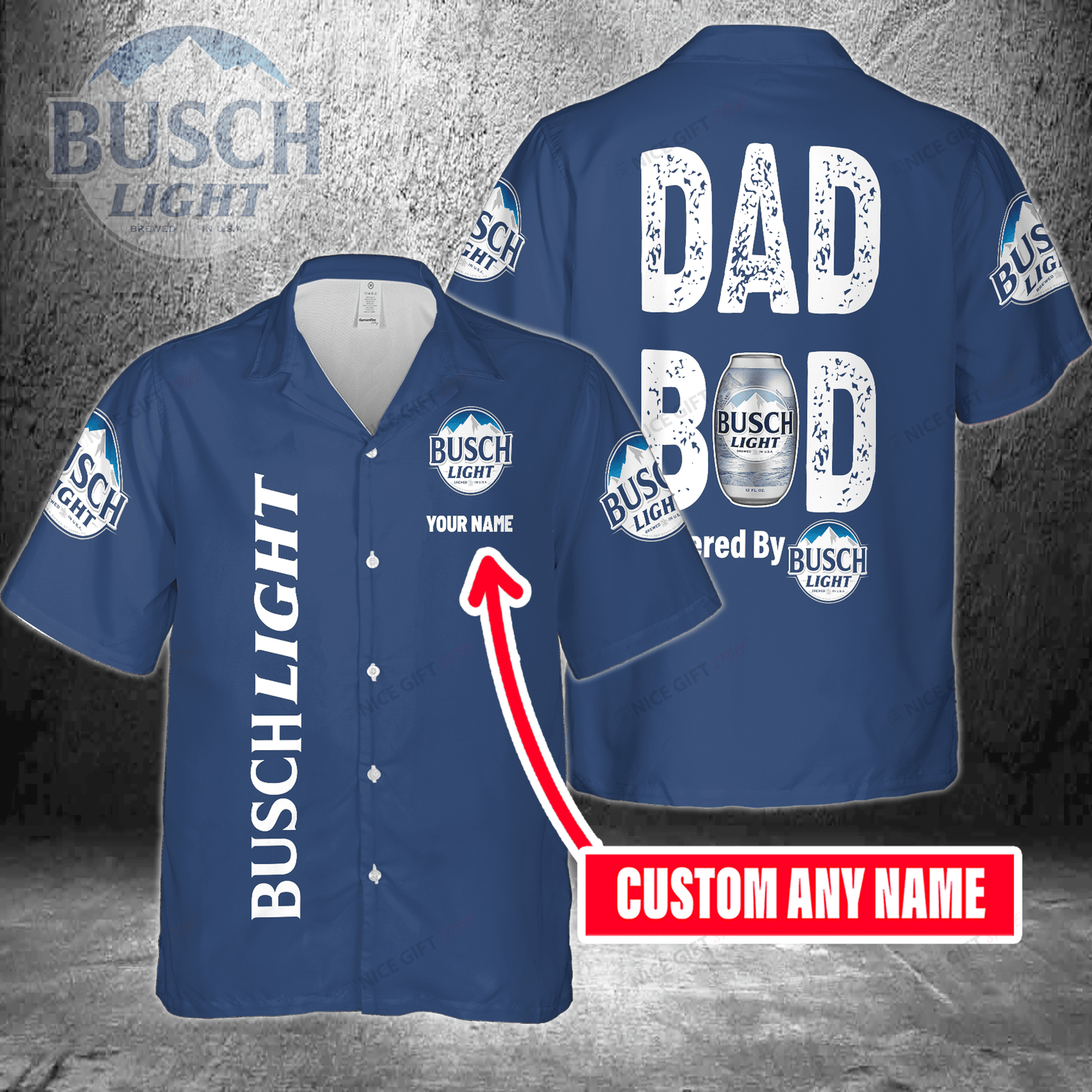 Dad Bod Powered By Busch Light Custom Name Hawaiian Shirt For Men And Women HW0601