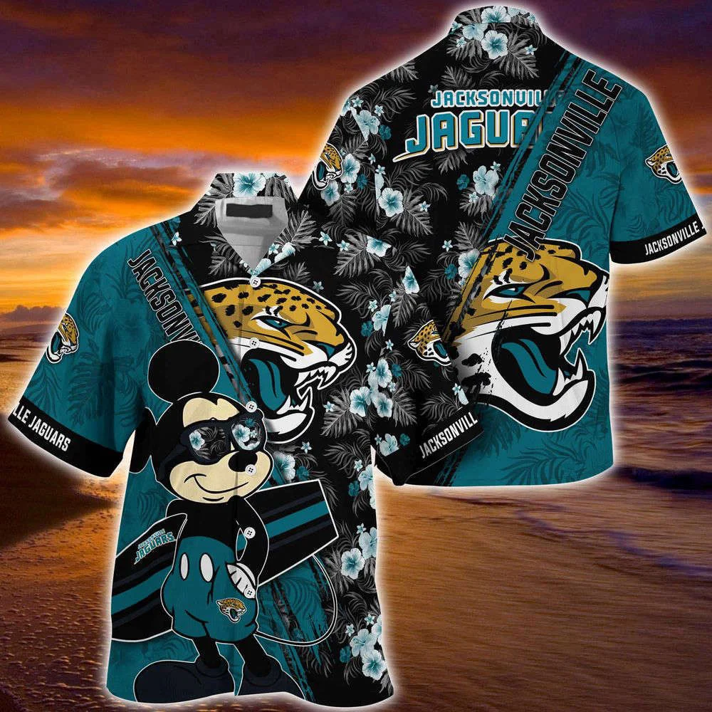 Jacksonville Jaguars NFL-Summer Hawaii Shirt Mickey And Floral Pattern For Sports Fans HW0601