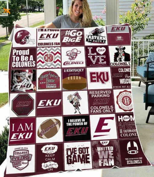 Eastern Kentucky Colonels 2 Quilt Blanket For Fans Home Decor Gift , Soft Quilt, King Size, All Season Cozy Quilt QB0901