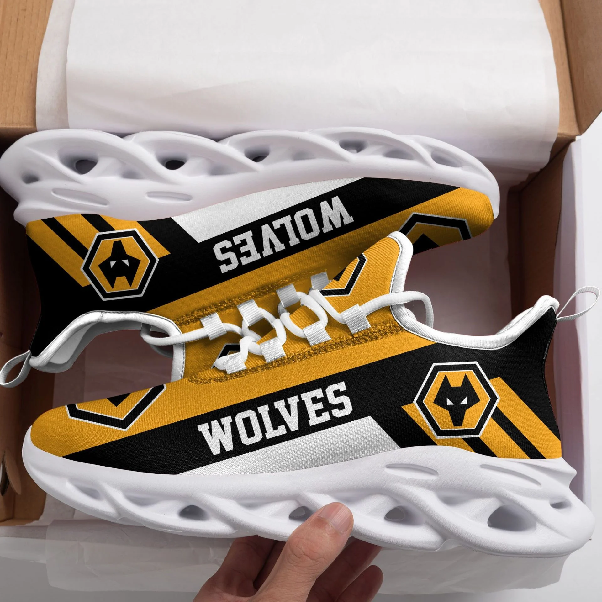 Wolverhampton Wanderers FC Black Yellow Max Soul Shoes Women Men MS0601