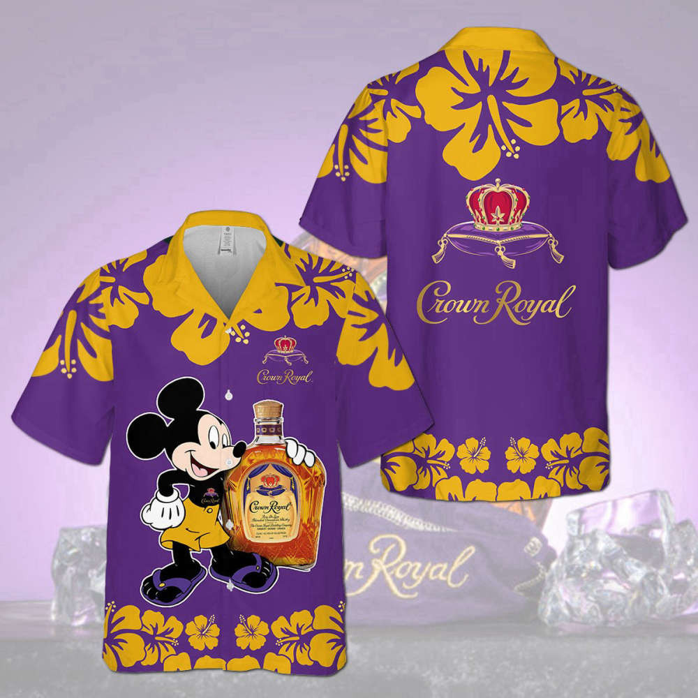 Purple Crown Royal Mickey Mouse Hibiscus Flower Hawaiian Shirt HW0601