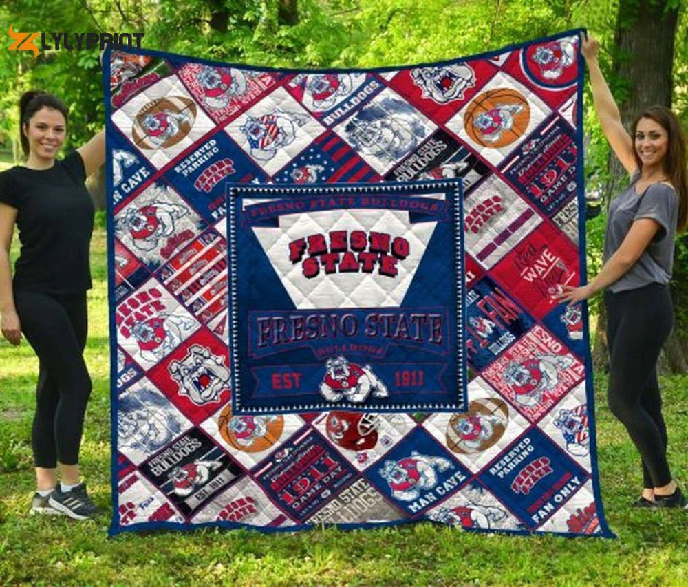Fresno State 1 Quilt Blanket For Fans Home Decor Gift , Soft Quilt, King Size, All Season Cozy Quilt QB0901