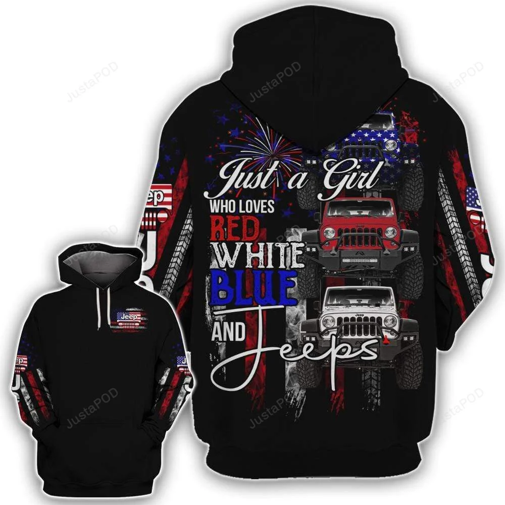 Red White Blue And Jeeps 3D All Print Hoodie, Zip- Up Hoodie HZ0501
