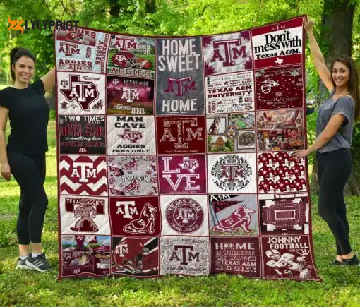Texas A&M Aggies Quilt Blanket For Fans Home Decor Gift (2d) ,  Soft Quilt, King Size, All Season Cozy Quilt QB0901