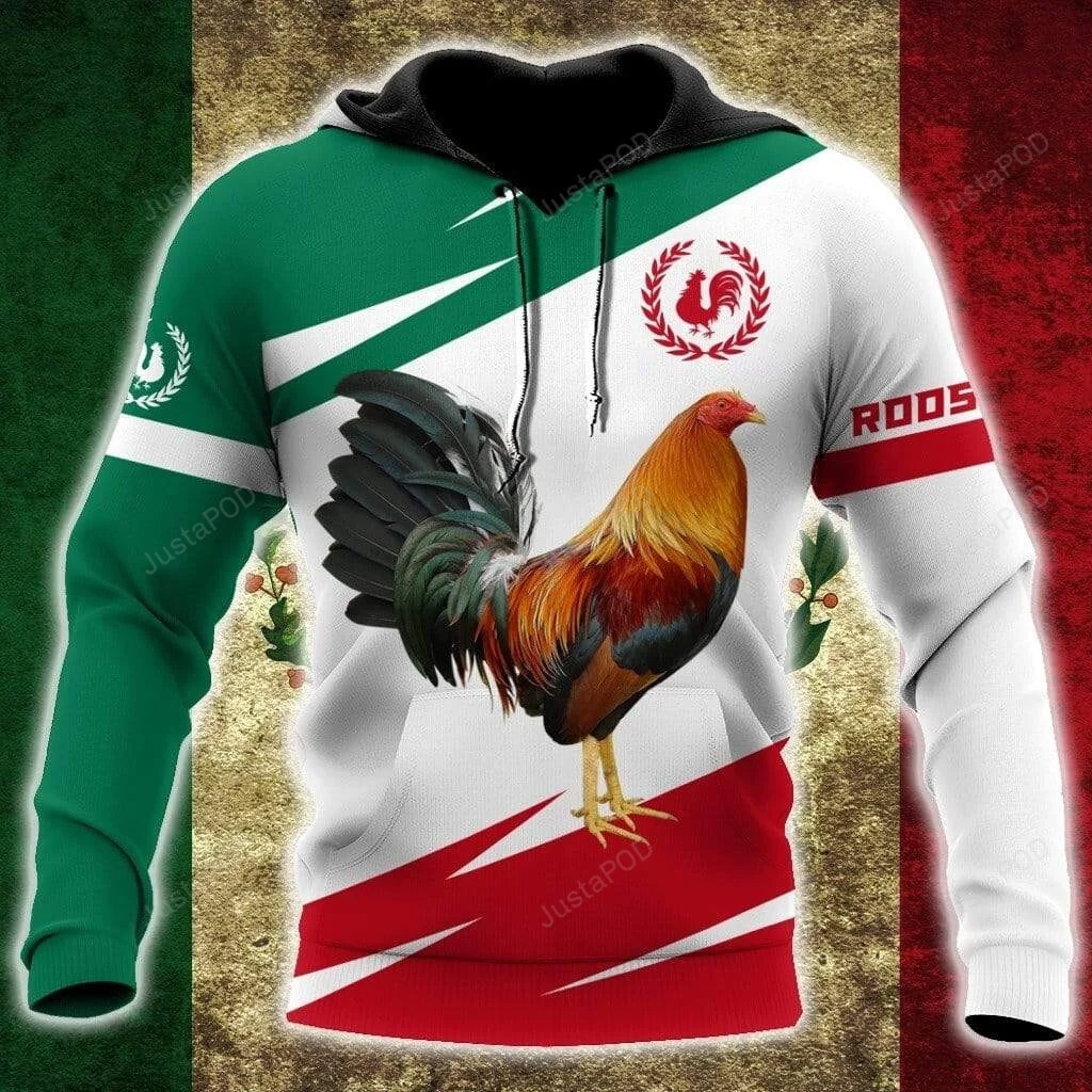Green And Red Rooster 3D All Print Hoodie, Zip- Up Hoodie HZ0501