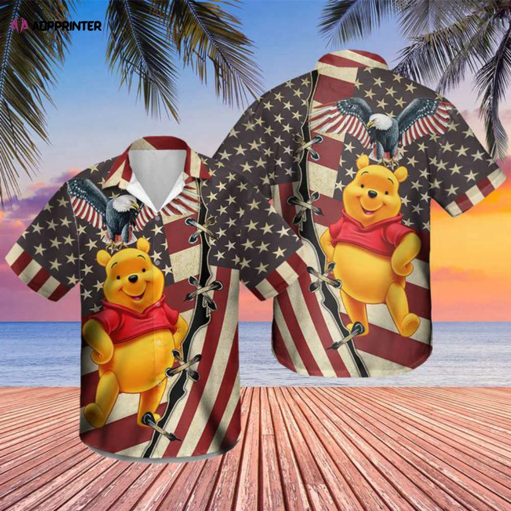 Pooh Bear Hawaiian shirt 4th July US Flag Patriot Day Disney Winnie the Pooh Hawaii shirt HW0601