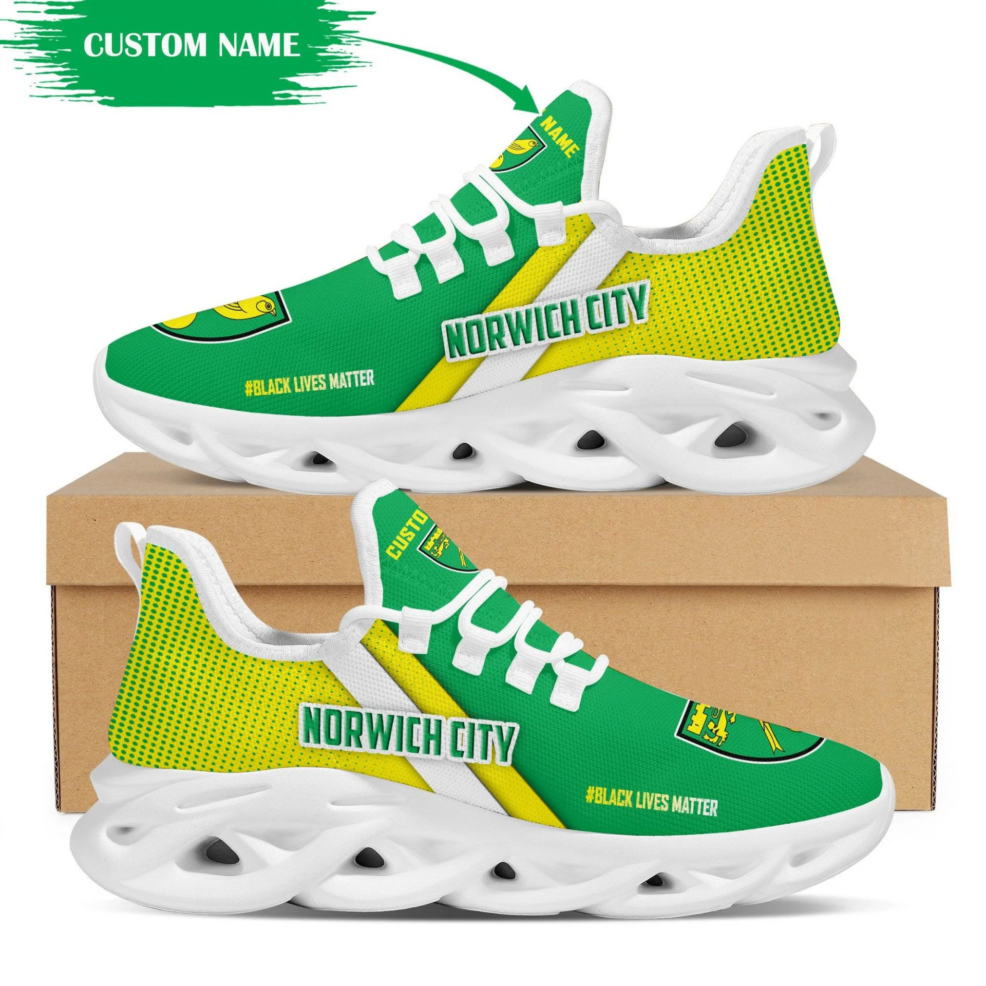Norwich City FC Custom Name For Fan Max Soul Shoes Unisex MS0601