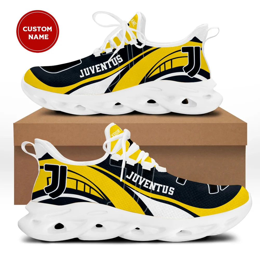Juventus FC Custom Name Yellow Black Max Soul Shoes Unisex MS0601
