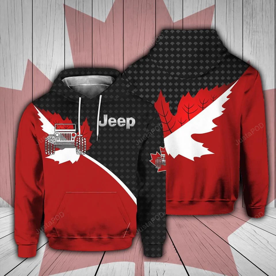Red Jeep Canada Flag 3D All Print Hoodie, Zip- Up Hoodie HZ0501