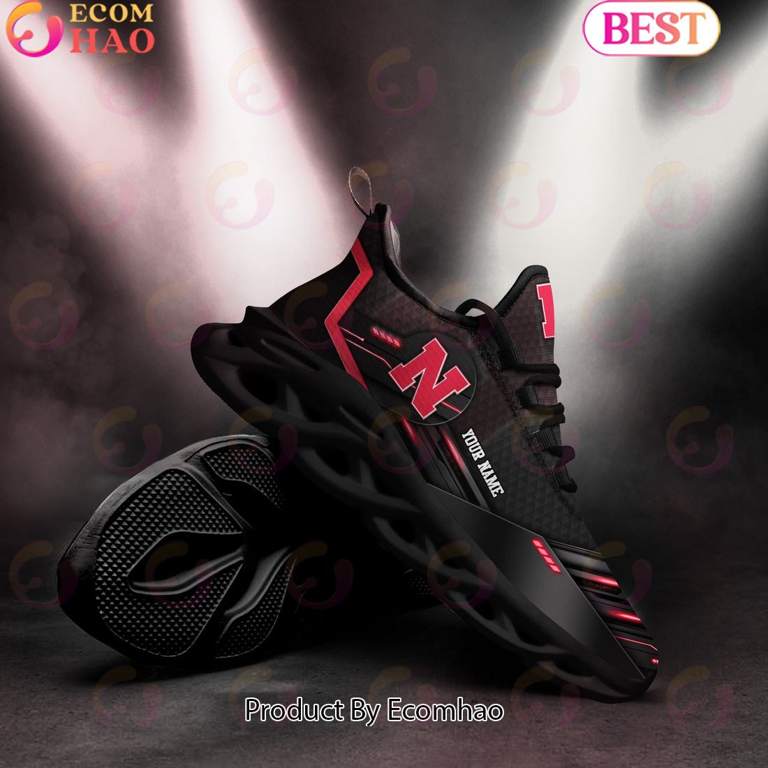 Nebraska Cornhuskers Team Black Clunky Max Soul Shoes Sneakers Custom Your Name  Unisex sneakers MS0601