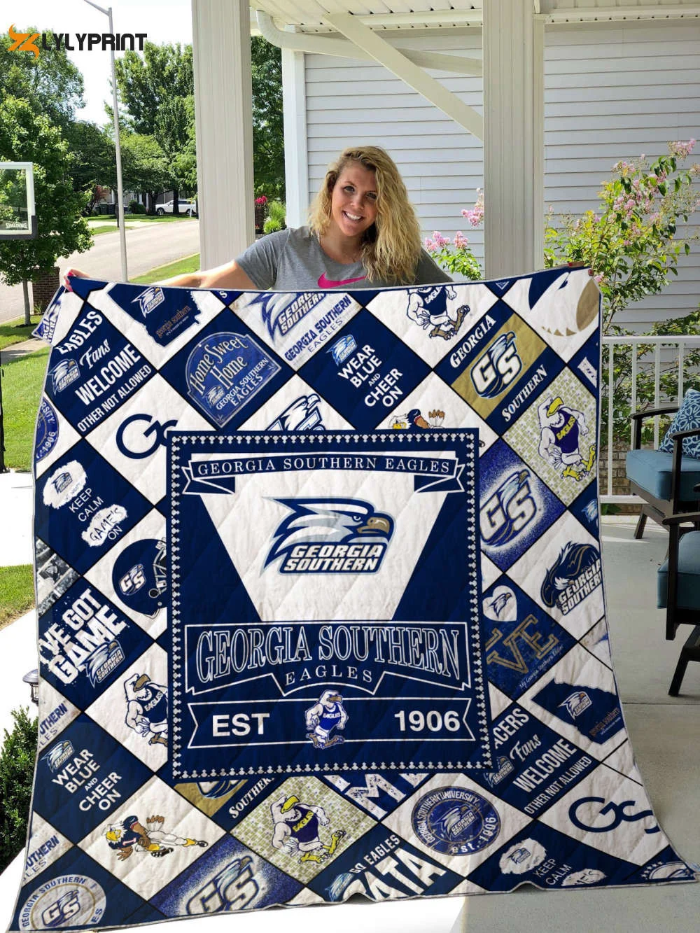 Georgia Southern Eagles Quilt For Fans Home Decor Gift , Soft Quilt, King Size, All Season Cozy Quilt QB0901
