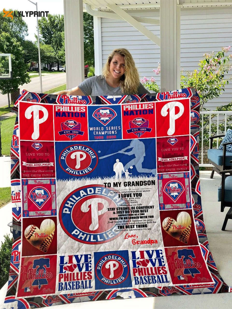 Philadelphia Phillies Quilt Blanket For Fans Home Decor Gift , Soft Quilt, King Size, All Season Cozy Quilt QB0901