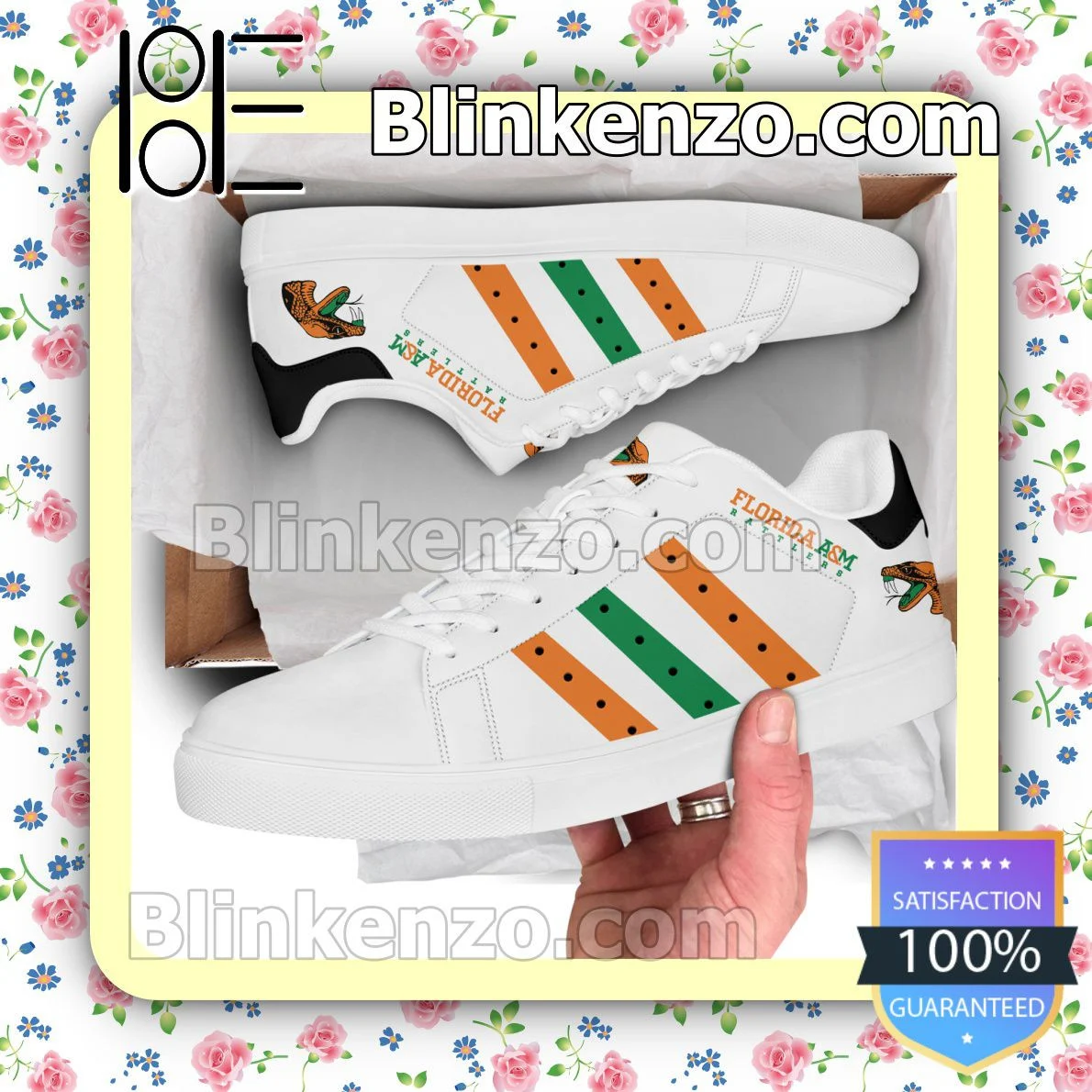 NCAA Florida A&M Rattlers White Stan Smith Shoes , Trendy Style Sneakers ST0801