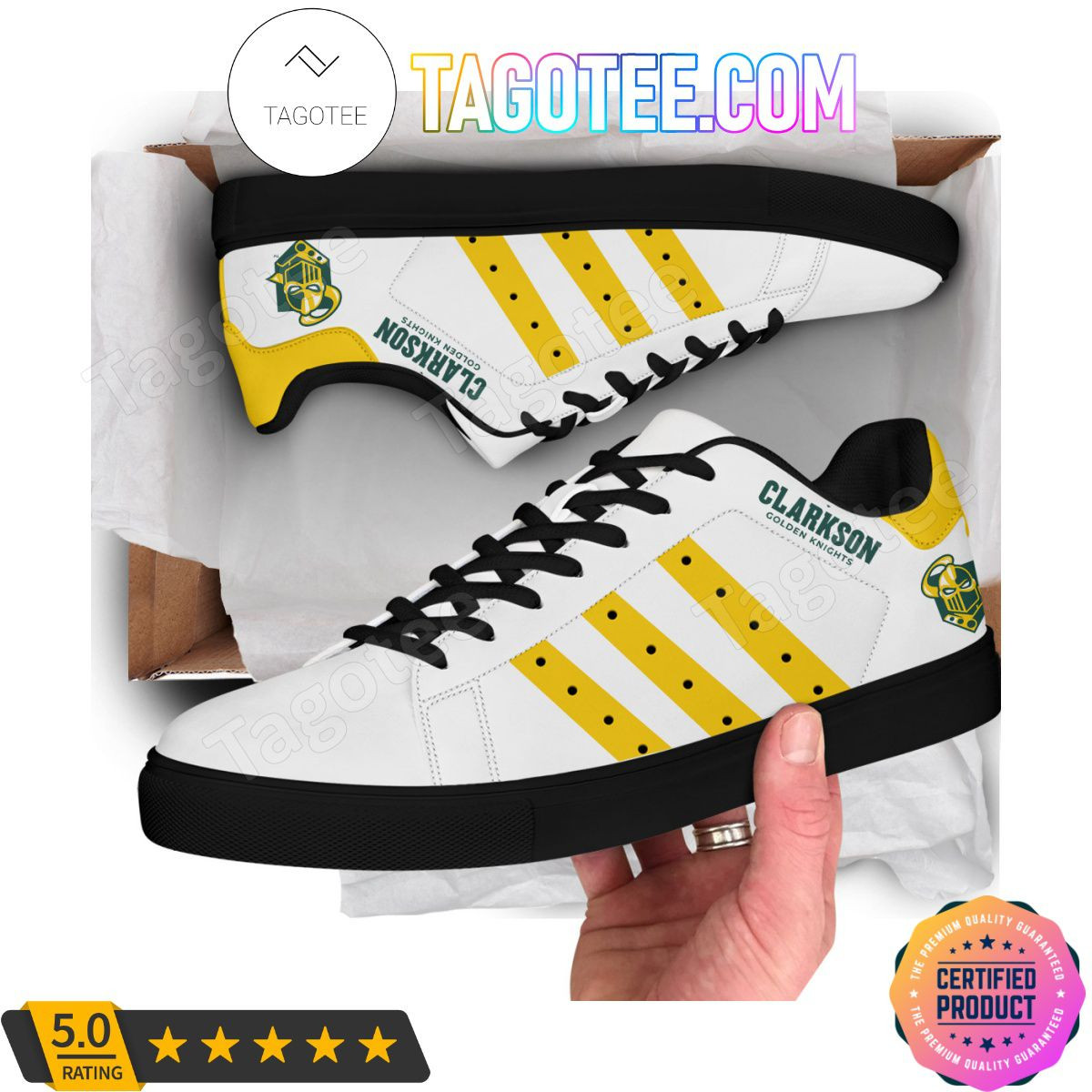 NCAA Clarkson Golden Knights White Stan Smith Shoes , Trendy Style Sneakers ST0801
