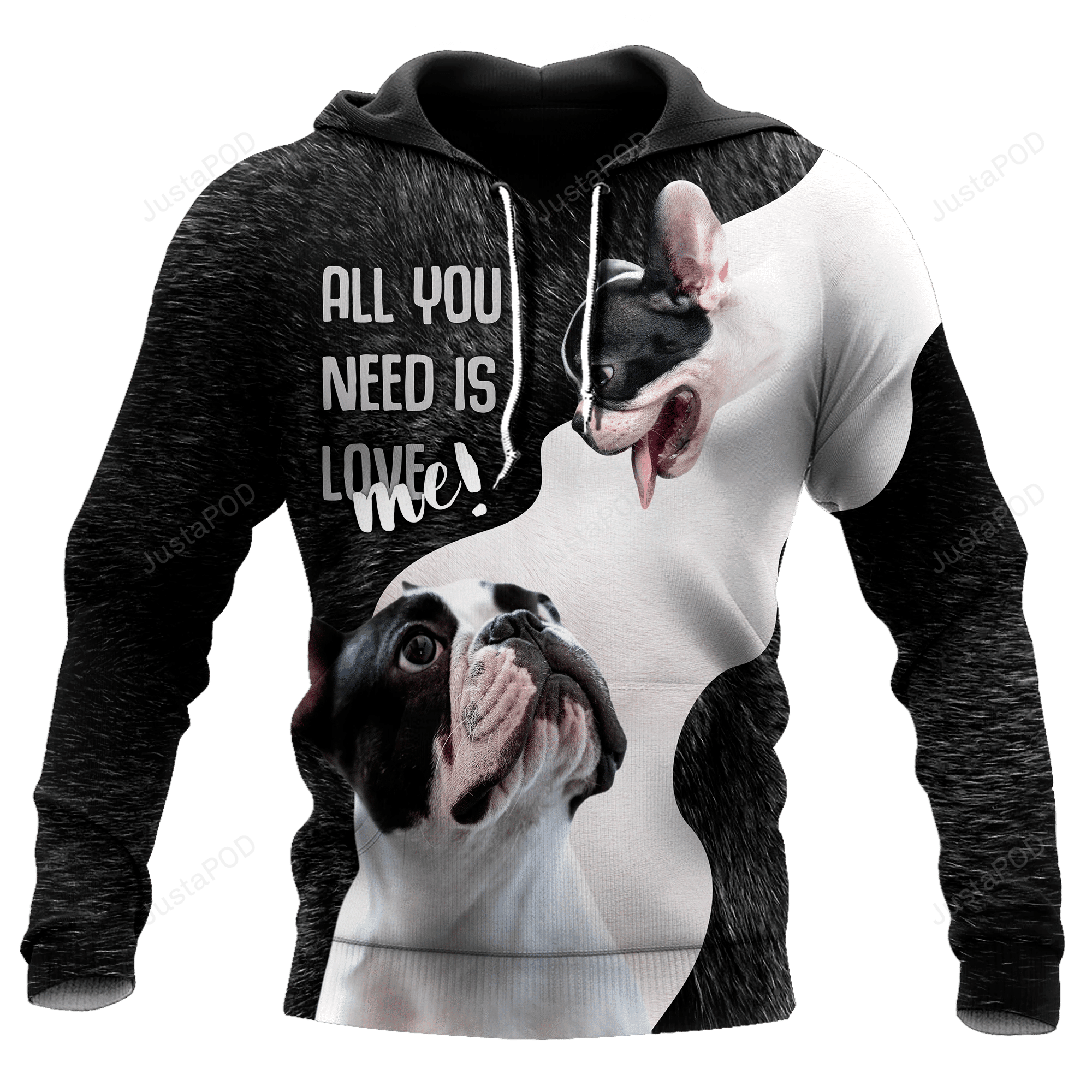 French Bulldog Black White Cute 3D All Over Print Hoodie, Zip-up Hoodie HZ0501