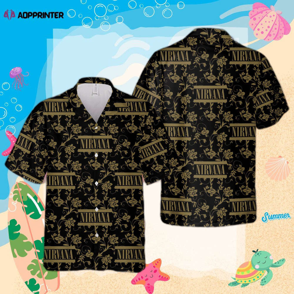 Nirvana Rock Band Flowers Pattern Hawaiian Shirt HW0601
