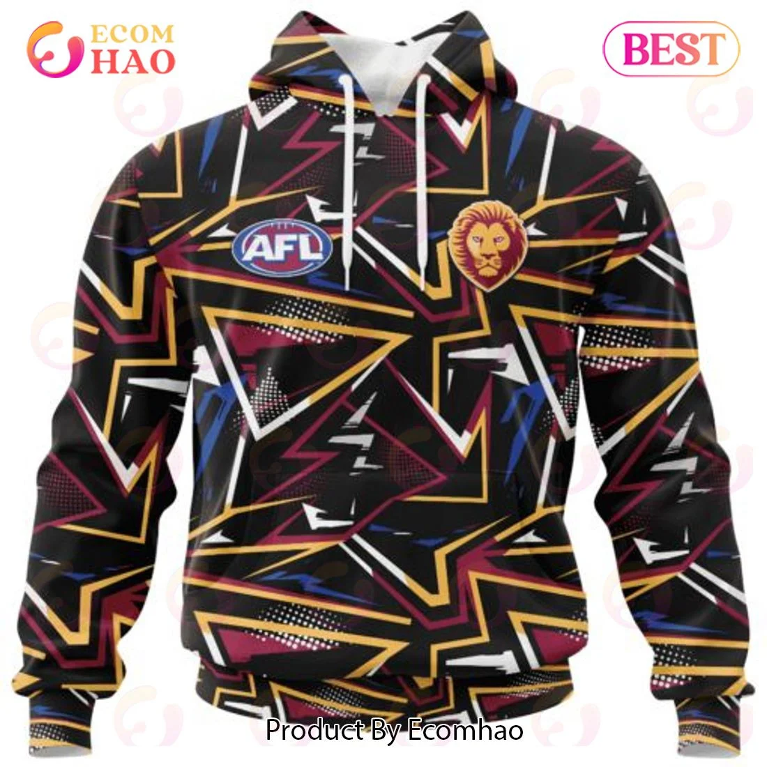 AFL Brisbane Lions Special Abstract Design Hoodie, Zip Hoodie, Man - Women, Warm, Premium Quality HZ0501