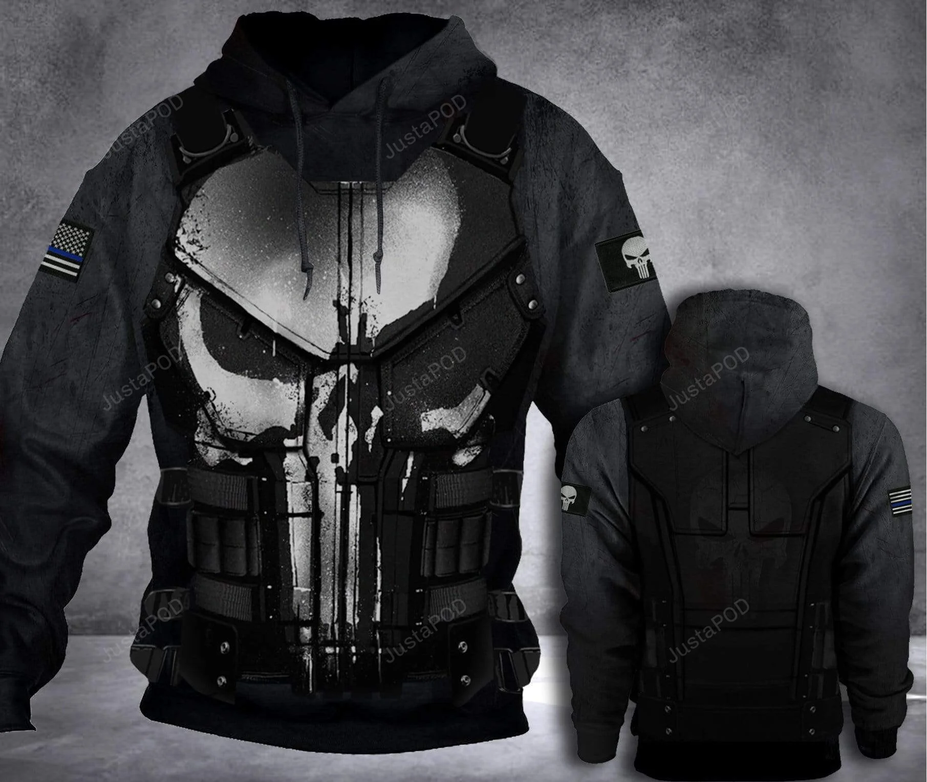 Cool Police Skull Black 3D All Print Hoodie, Zip- Up Hoodie HZ0501