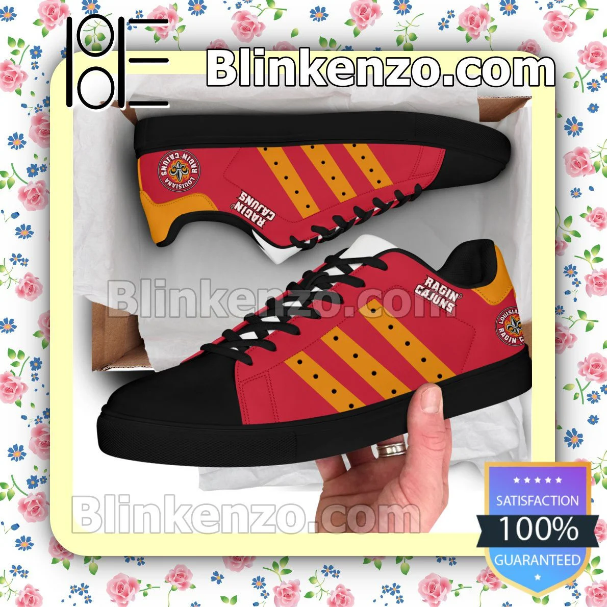 NCAA Louisiana Ragin' Cajuns Red Black Stan Smith Shoes , Trendy Style Sneakers ST0801