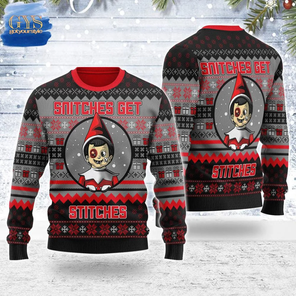 SNITCHES GET STITCHES Christmas Sweater , Cozy Soft Unisex Pullover SW0601