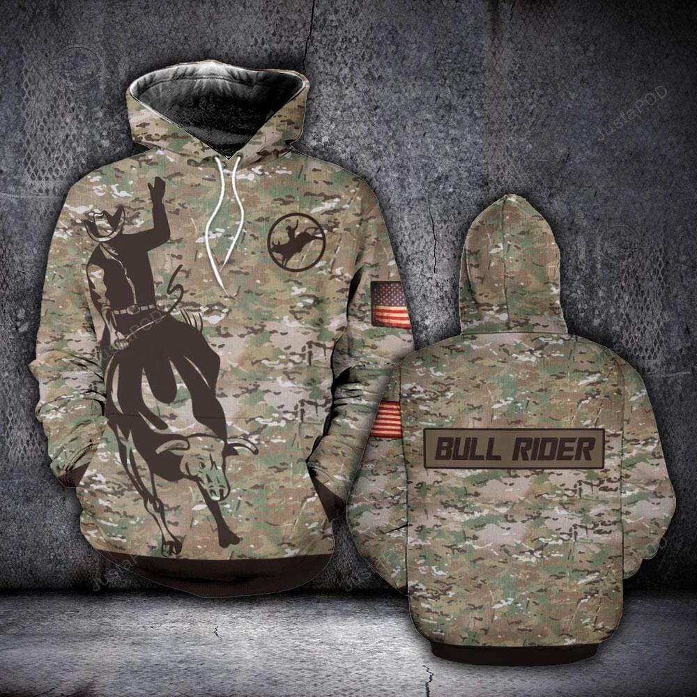 Bull Rider Camo 3D All Print Hoodie, Zip- Up Hoodie HZ0501