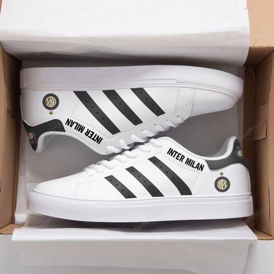 Inter Milan White Black Stan Smith Shoes Ladies Men, Trendy Style Sneakers ST0801