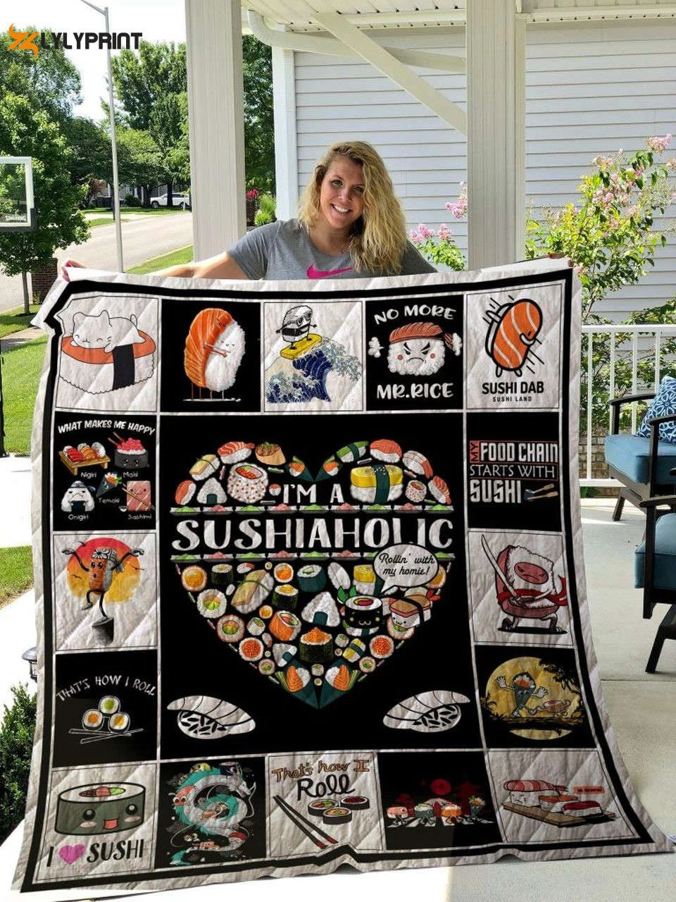 Sushi Funny 3D Customized Quilt Blanket For Fans Home Decor Gift ,  Soft Quilt, King Size, All Season Cozy Quilt QB0901