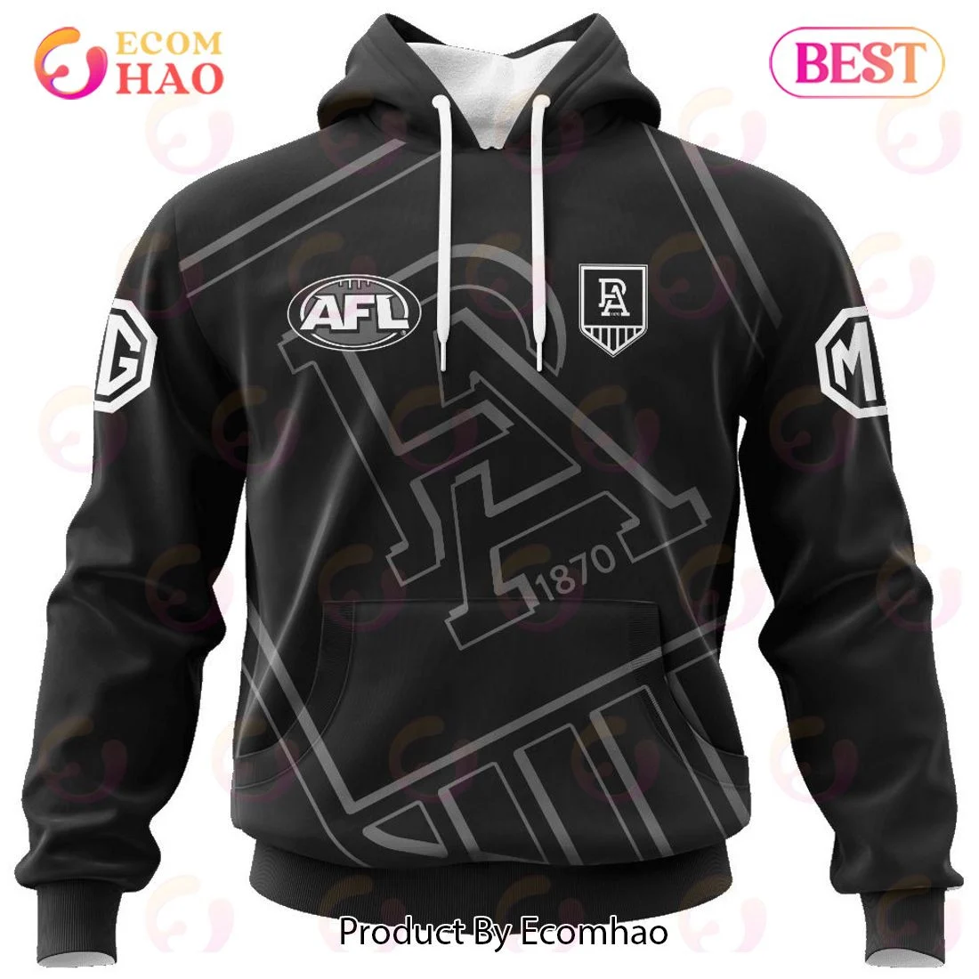 AFL Port Adelaide Football Club Special Monochrome Design 3D Hoodie, Zip Hoodie, Man - Women, Warm, Premium Quality HZ0501