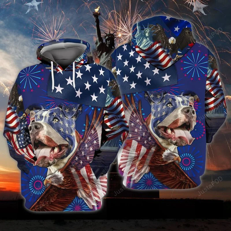 Pitbull Independence Day 3D All Over Printed Hoodie, Zip- Up Hoodie HZ0501