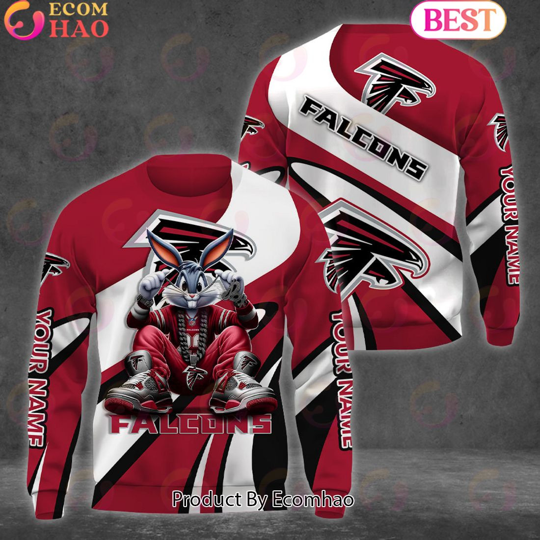 Custom Name Atlanta Falcons Bugs Bunny Sport Clothing 3D Hoodie, Zip Hoodie, Man - Women, Warm, Premium Quality HZ0501