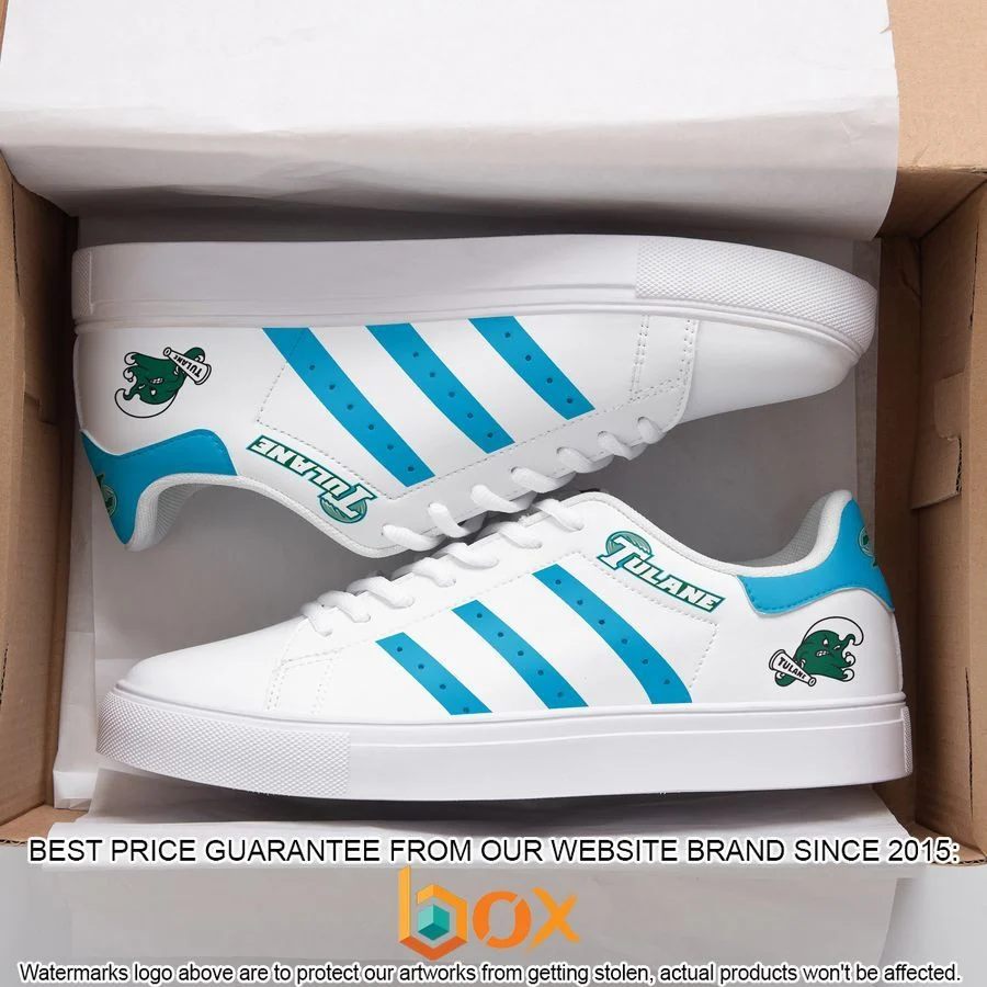 NCAA Tulane Green Wave White Blue Stan Smith Shoes , Trendy Style Sneakers ST0801
