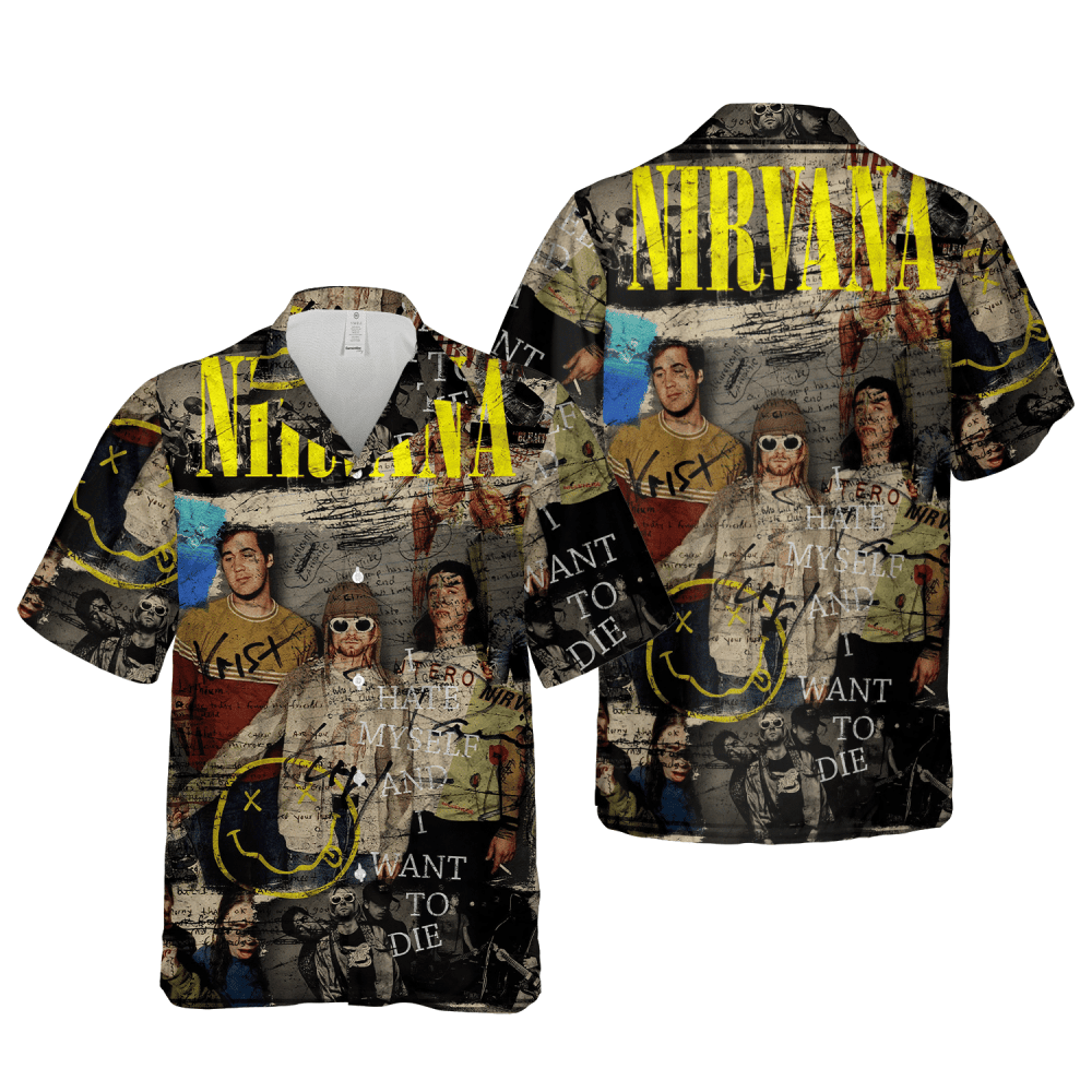 Nirvana Merch I Hate Myself And I Want To Die Premium Hawaiian Shirt Cuban Shirt HW0601