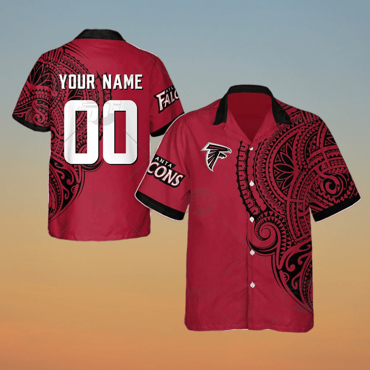 Trending Personalize NFL Atlanta Falcons Polynesian Tattoo Design Hawaiian Red Shirt HW0601
