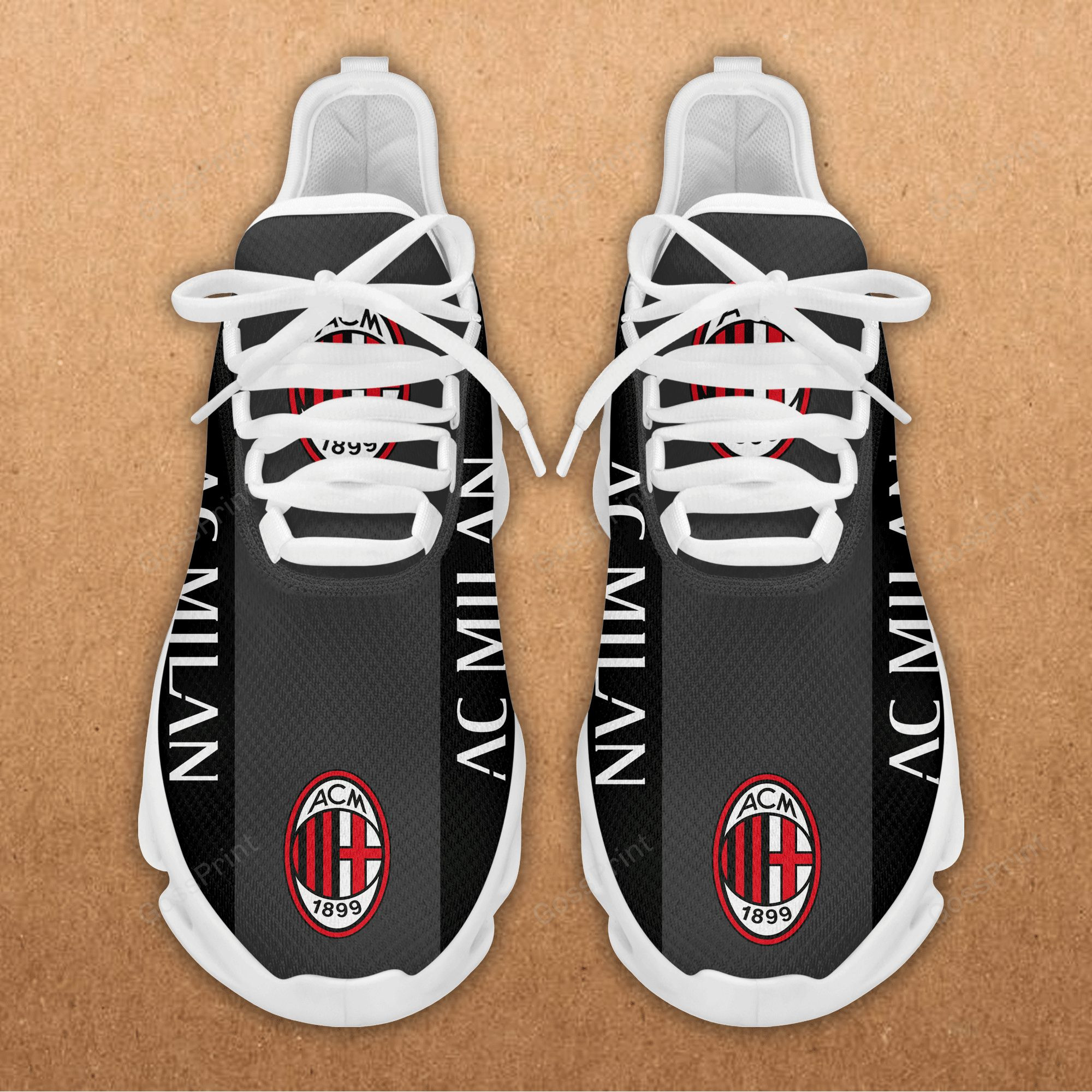 Custom AC Milan Black Grey Line Max Soul Shoes Men Women MS0601