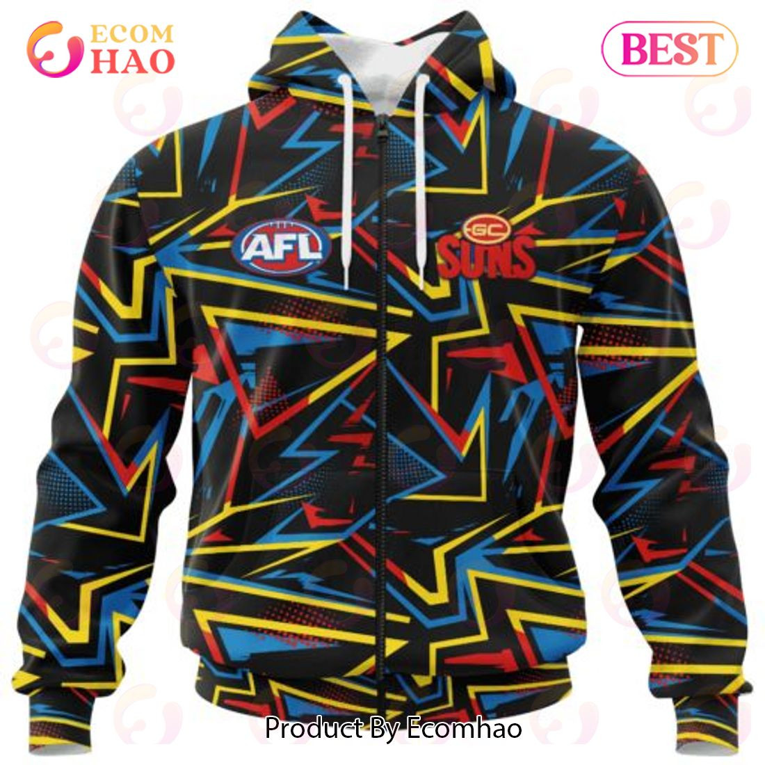 AFL Gold Coast Suns Special Abstract Design Hoodie, Zip Hoodie, Man - Women, Warm, Premium Quality HZ0501