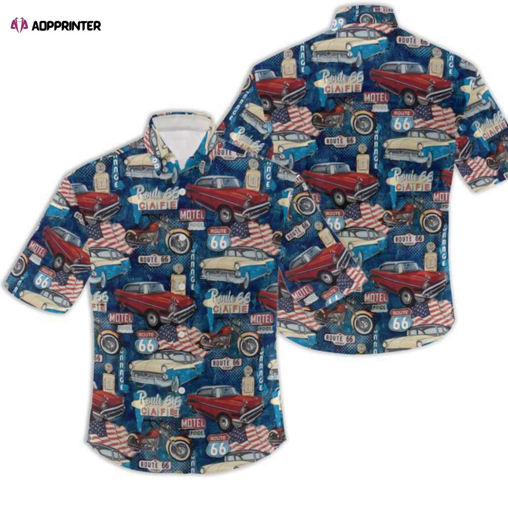 Historic US Route 66 Motorcycle Hawaiian shirt Trend 2023 HW0601