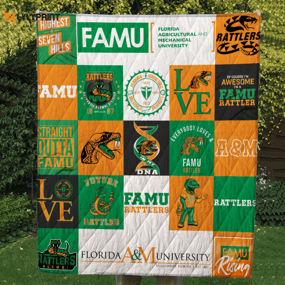 Florida A&M Rattlers Quilt Blanket For Fans Home Decor Gift , Soft Quilt, King Size, All Season Cozy Quilt QB0901