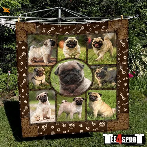Pug Dog Lovers 3D Customized Quilt Blanket For Fans Home Decor Gift ,  Soft Quilt, King Size, All Season Cozy Quilt QB0901